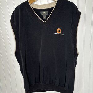 Antigua Oregon State Men’s XL Golf Vest Sleeveless Pullover Nylon Top Black Tan